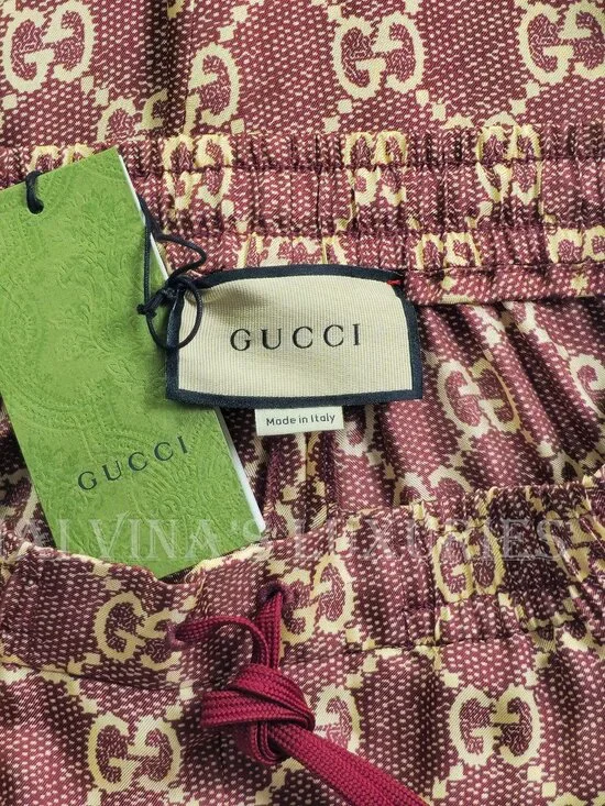 GUCCI PANTS GG SUPREME PRINT SILK LOUNGE TROUSERS - Picture 11 of 15